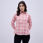 Women's Light Pink Checkered Classic Collar Shirt, हल्का गुलाबी, small image number null