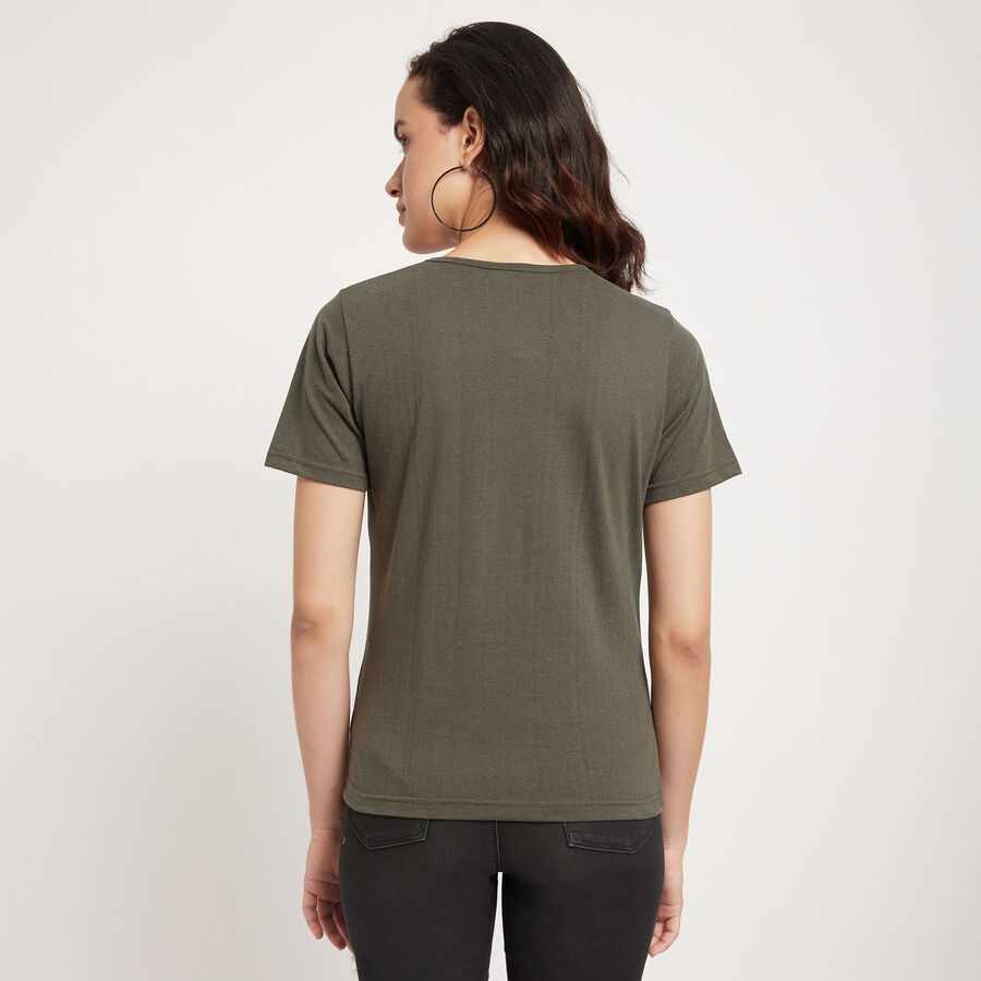 Round Neck T-Shirt, Olive, large image number null