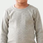 Boys' Grey Long Sleeve Thermal, मिश्रित मध्यम ग्रे, small
