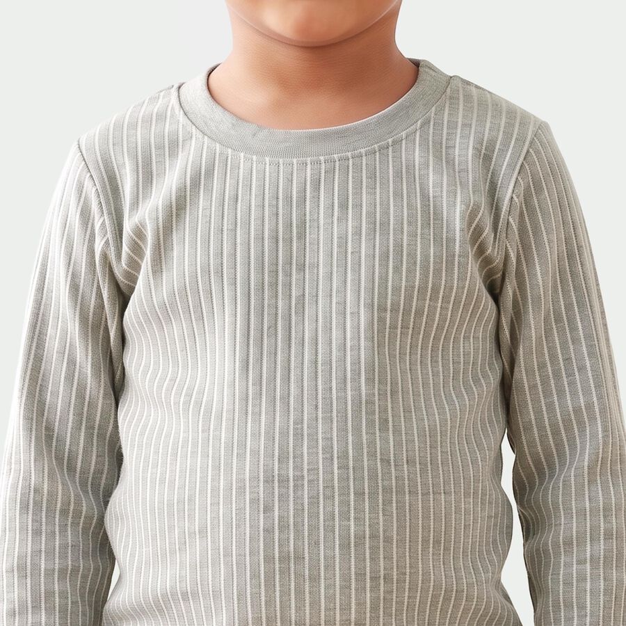 Boys' Grey Long Sleeve Thermal, मिश्रित मध्यम ग्रे, large