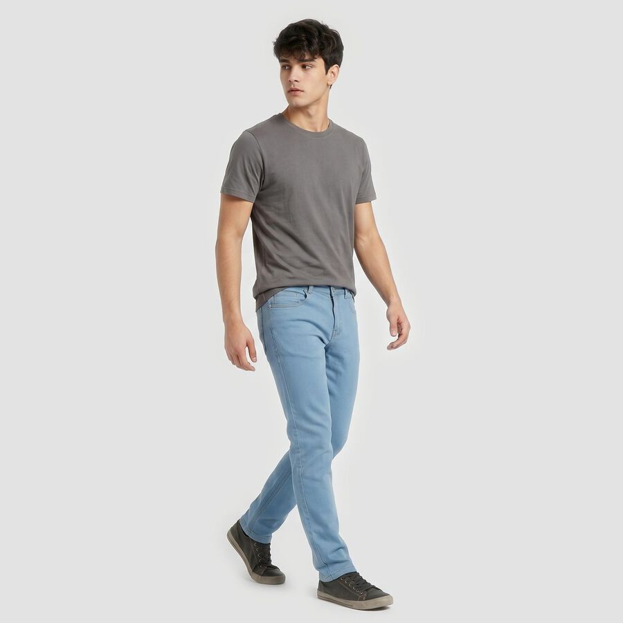 Men's Light Blue Slim Fit Clean Look Jeans, Light Blue, large