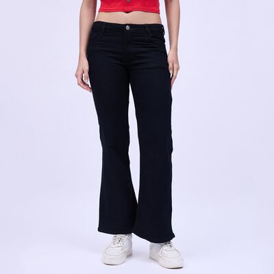 Women's Jet Black Bootcut Fit High-Rise Jeans