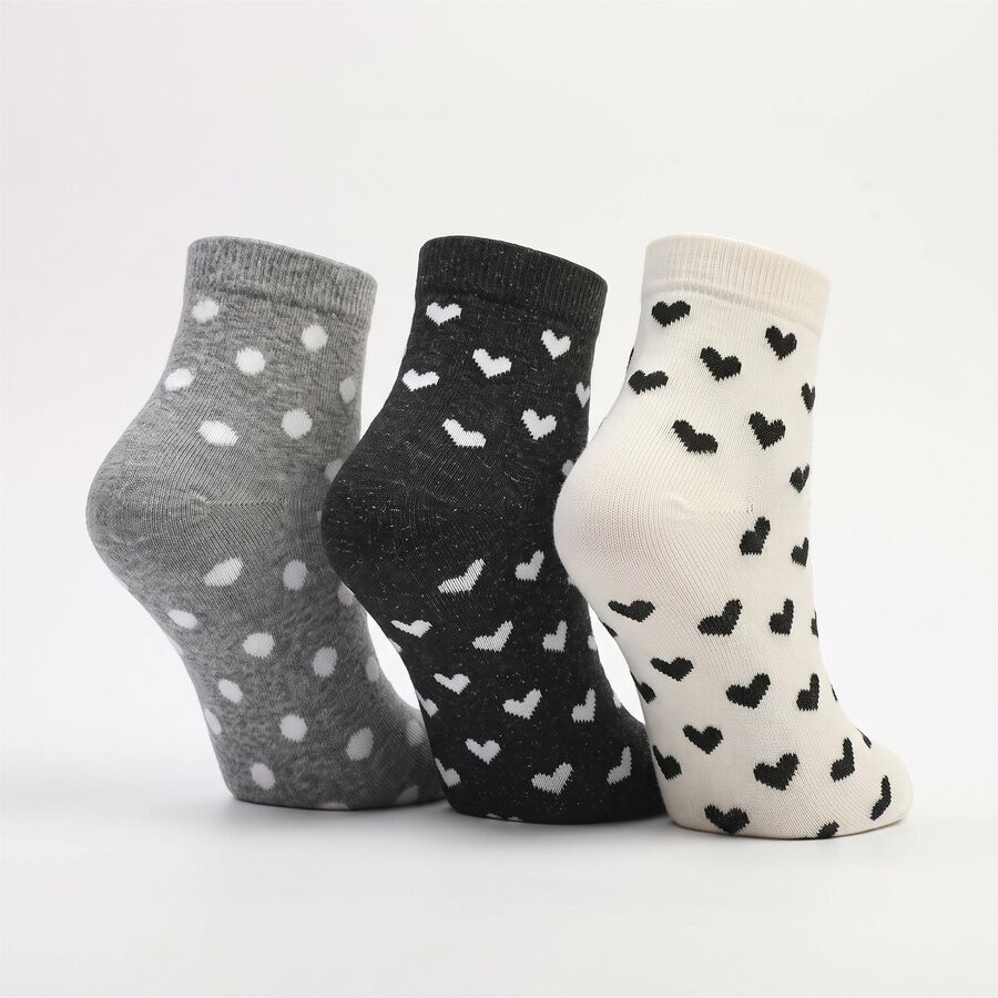 Women's Multi-Color Regular Fit Printed Pack of 3 Socks, Assorted, large