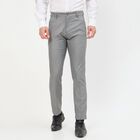 Men's Light Grey Slim Fit Formal Trousers, Light Grey, small
