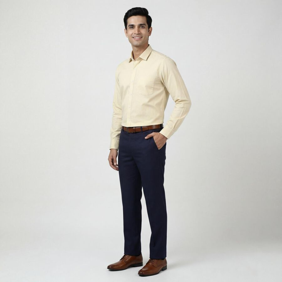 Men's Beige Classic Formal Shirt, Beige, large