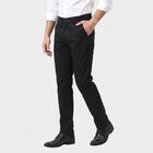 Men's Navy Blue Slim Fit Flat-Front Chino Trousers, नेवी ब्लू, small