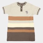 Boys Brown Cotton Round Neck Casual Boys T-Shirt, भूरा, small
