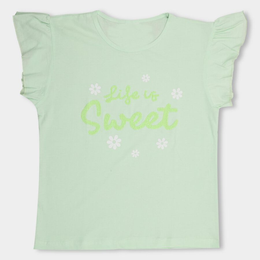 Girls' 100% Cotton T-Shirt , Light Green, large image number null