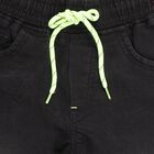 Boys Faded Charcoal Black Regular Fit Elastic Waist Jeans, Black, small image number null