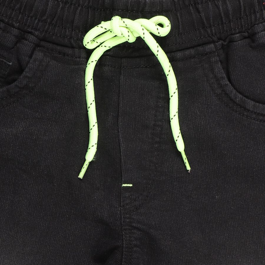 Boys Faded Charcoal Black Regular Fit Elastic Waist Jeans, Black, large image number null