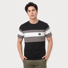 Men's Black Round Neck Regular T-Shirt, Black, small