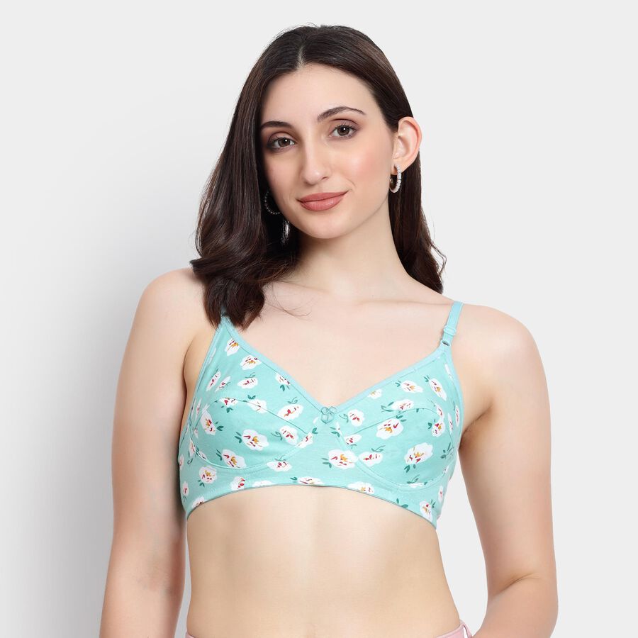 Ladies' 100% Cotton Bra , Light Green, large image number null