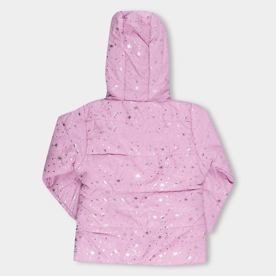 Girls Light Pink Hooded Casual Jacket, Lilac, large image number null