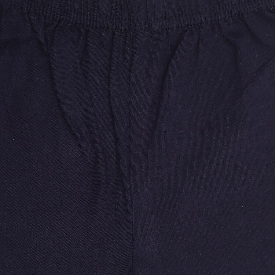 Infants' Navy Cotton Boat Neck Printed Baba Suit, Navy Blue, large image number null