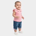 Infants Pink Cotton Round Neck Tank Top Set Upper and Bottom Set, गुलाबी, small