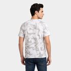Men's White Round Neck Regular Printed T-Shirt, White, small