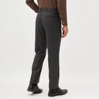 Men's Charcoal Slim Fit Flat-Front Formal Trousers, गहरा ग्रे, small image number null