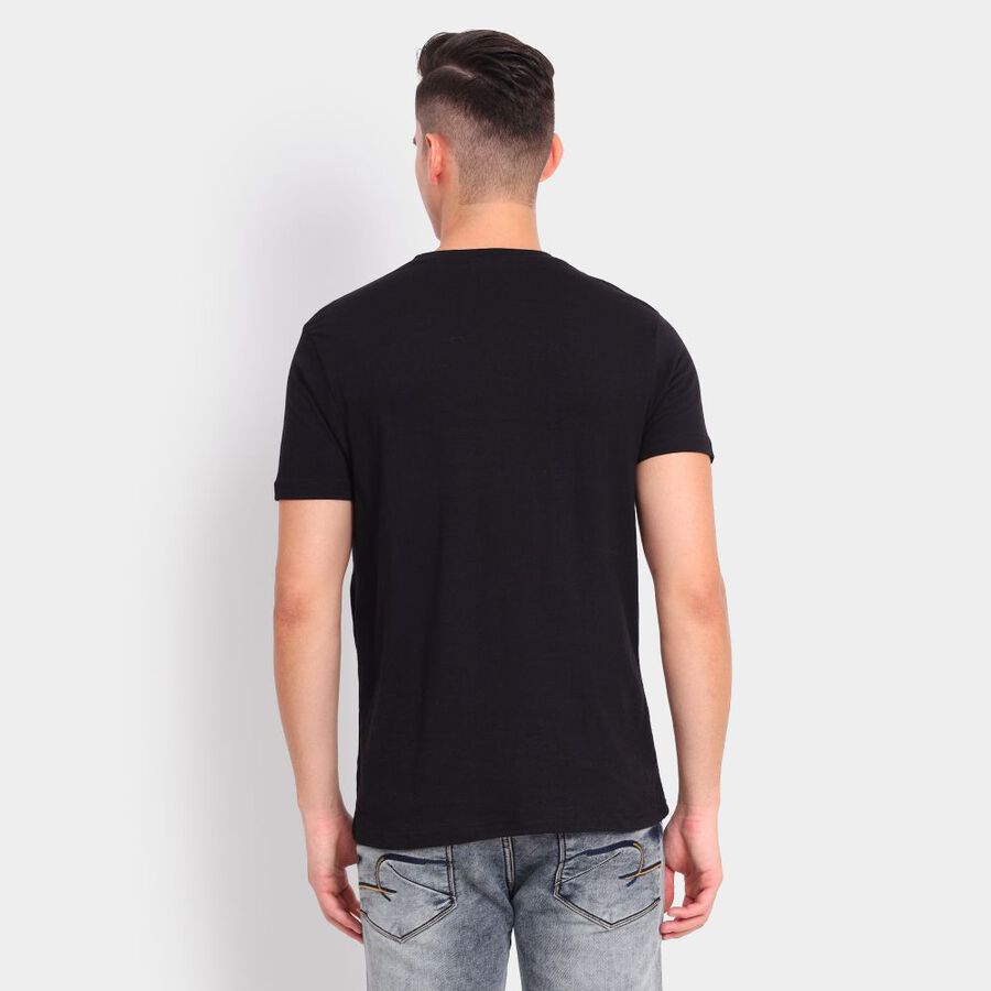 Men's 100% Cotton Round Neck Half Sleeves T-Shirt, Black, large image number null