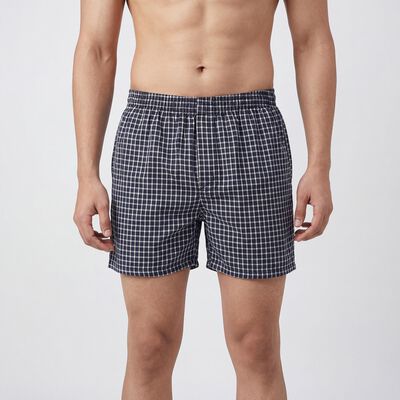 Men's Navy Blue Regular Fit Solid Boxers