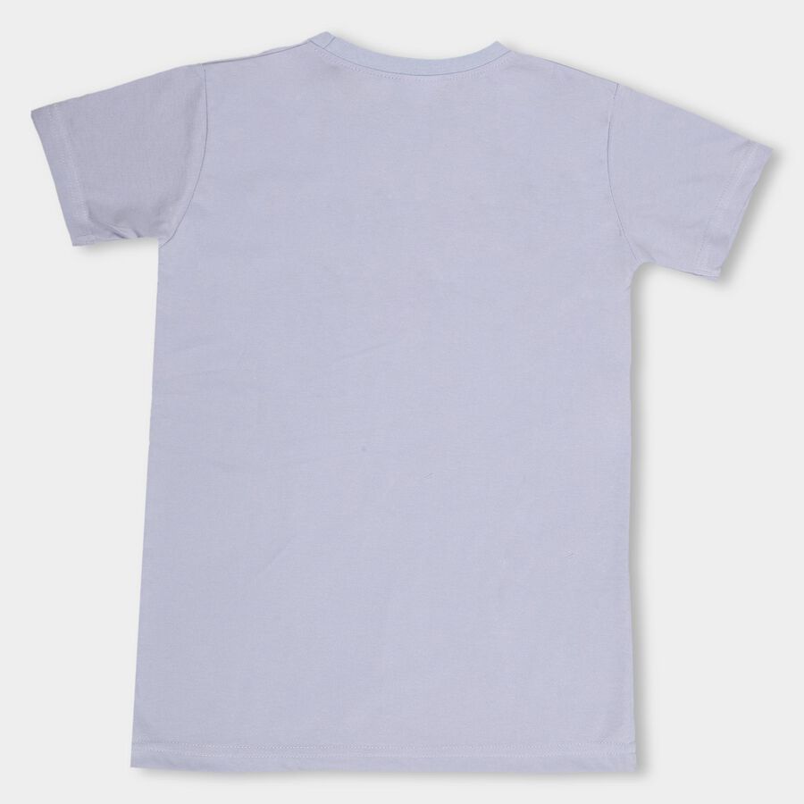 Boys' Light Blue Cotton Blend Round Neck Printed T-Shirt, Light Blue, large image number null