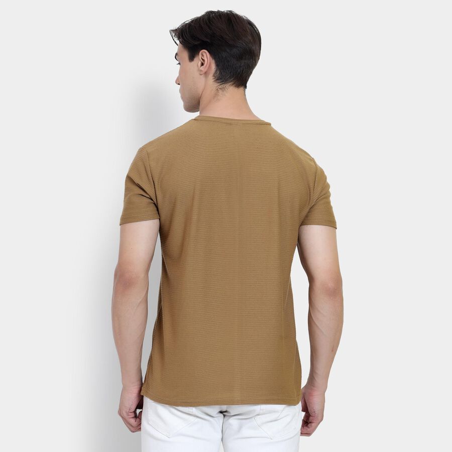 Men's Round Neck Half Sleeves T-Shirt , Beige, large image number null