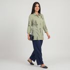 Women's Sage Green Shirt Collar Floral Printed Kurti, हल्का हरा, small