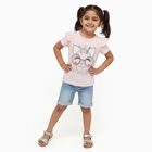 Girls Light Pink Cotton Round Neck Casual T-Shirt, Light Pink, small image number null
