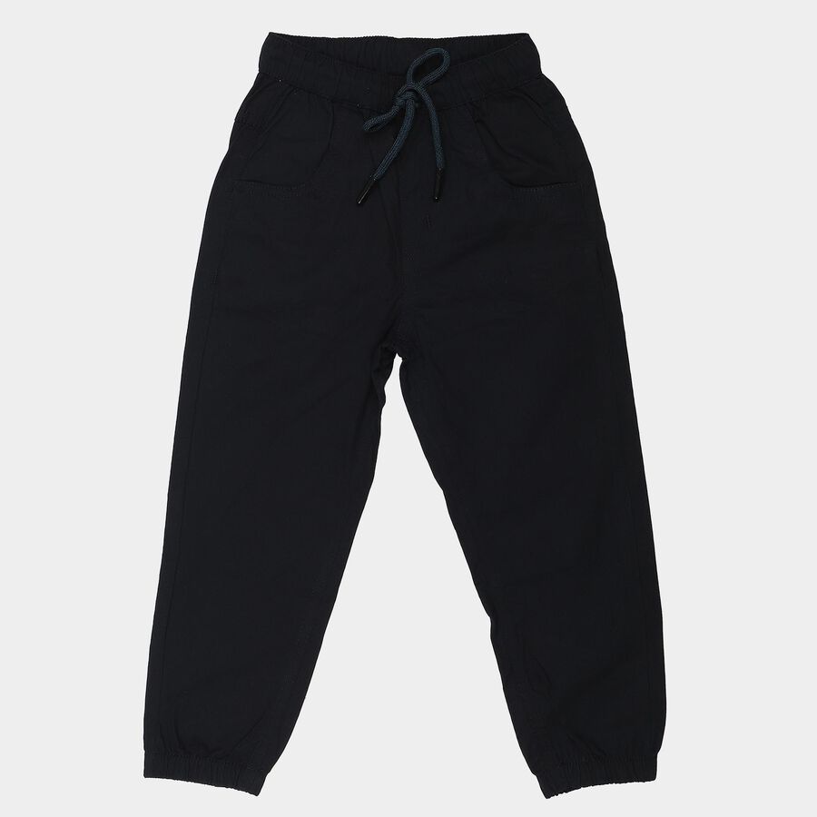 Boys' Navy Blue Regular Fit Drawstring Jogger Trousers, Navy Blue, large