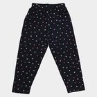 Girls Navy Blue Regular Fit Heart Printed Pyjama, नेवी ब्लू, small
