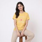 Women's Yellow Round Neck Regular T-Shirt, पीला, small