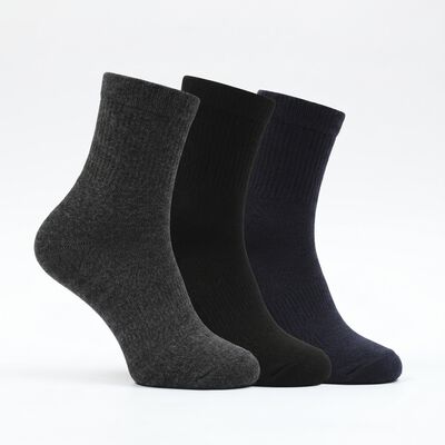 Men's Ankle Length Socks Pack of 3 ( Navy Blue, Charcoal, Black )