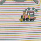 Infants Green 100% Cotton Round Neck Train Printed Baba Suit, Light Green, small