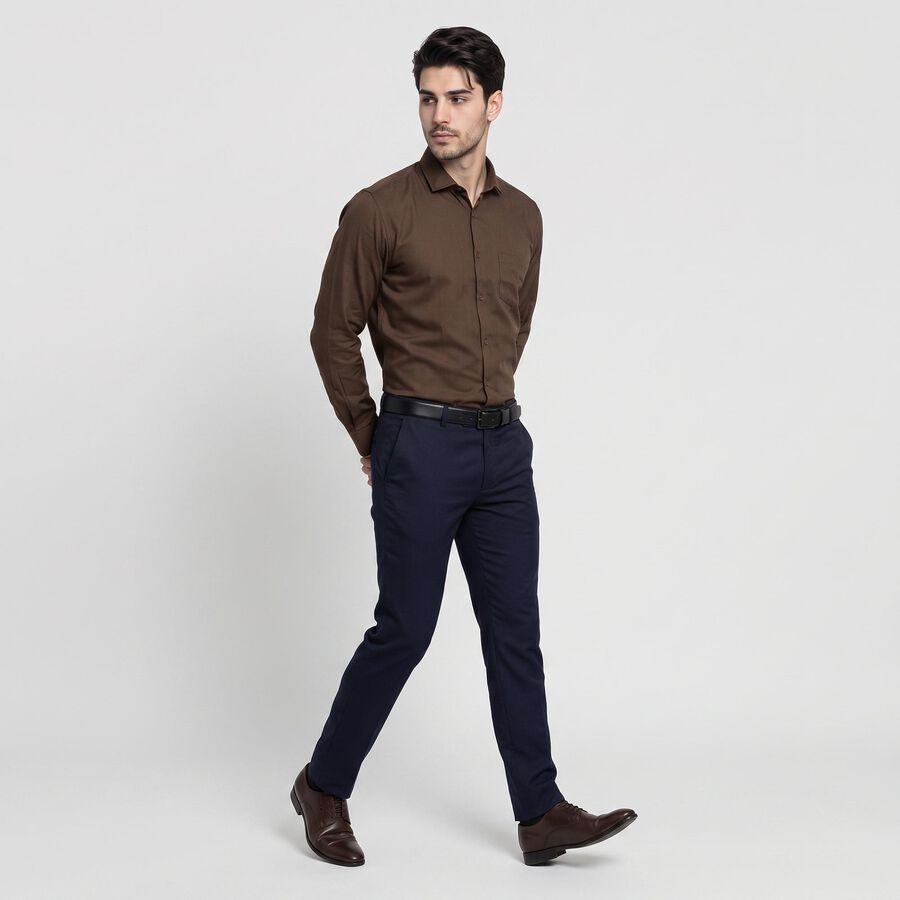 Men's Brown Formal Shirt, Brown, large