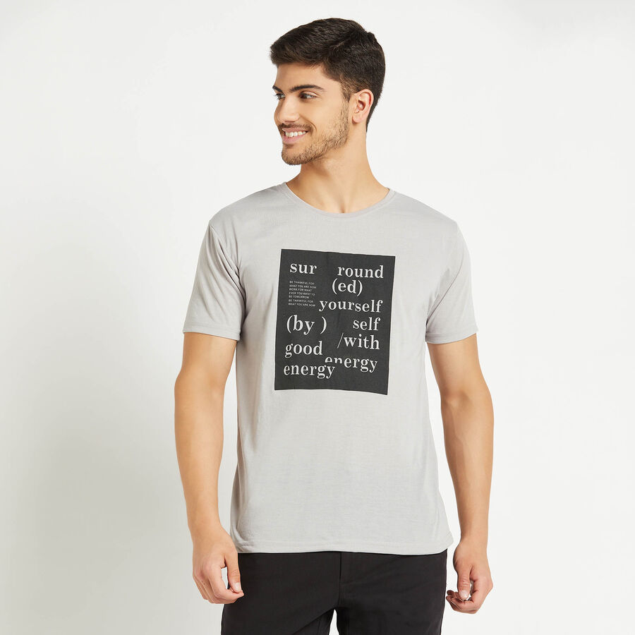राउन्ड नेक टी-शर्ट, मिश्रित हल्का ग्रे, large image number null