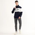 Men's Dark Navy Blue High Neck Casual Sweatshirt, नेवी ब्लू, small image number null