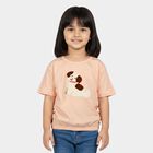 Girls Light Pink Cotton Round Neck Regular T-Shirt, Light Pink, small