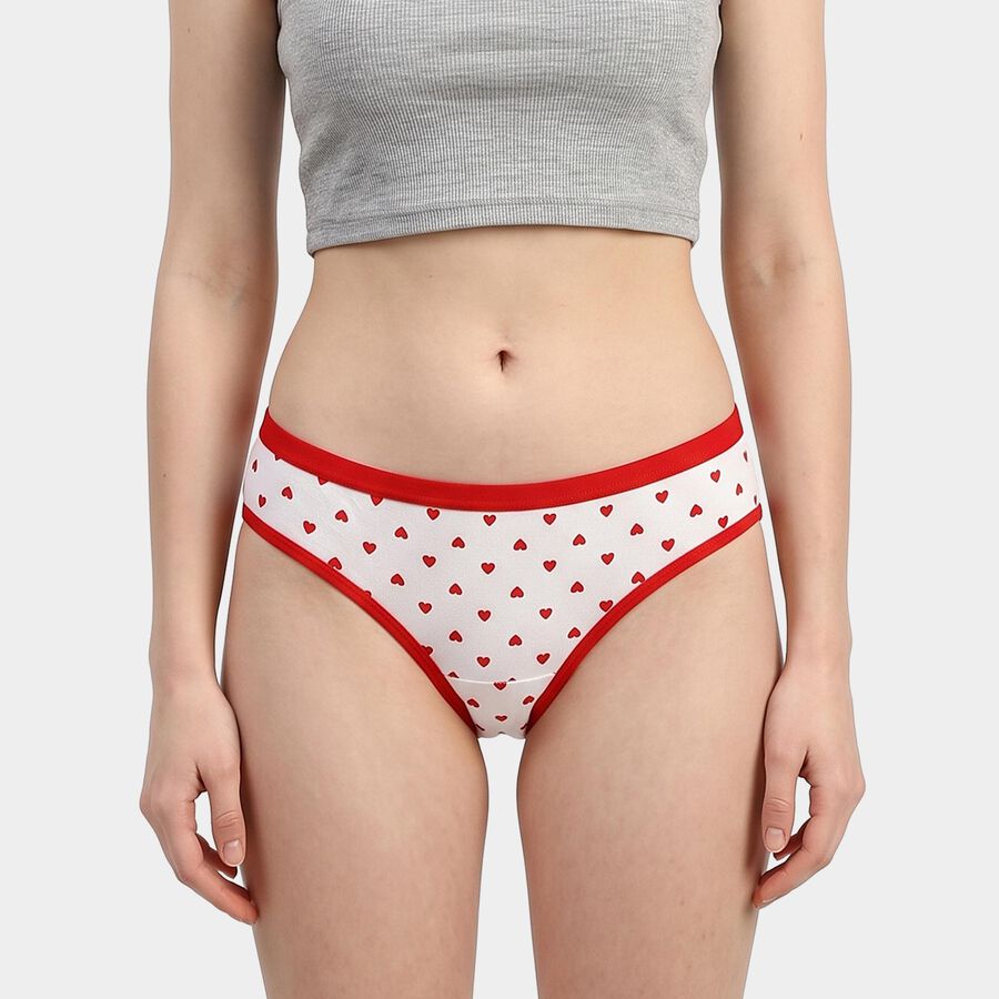 Women's White Regular Fit Printed Panty, White, large