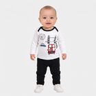 Infants' Navy Blue 100% Cotton Round Neck Graphic Print Baba Suit, नेवी ब्लू, small
