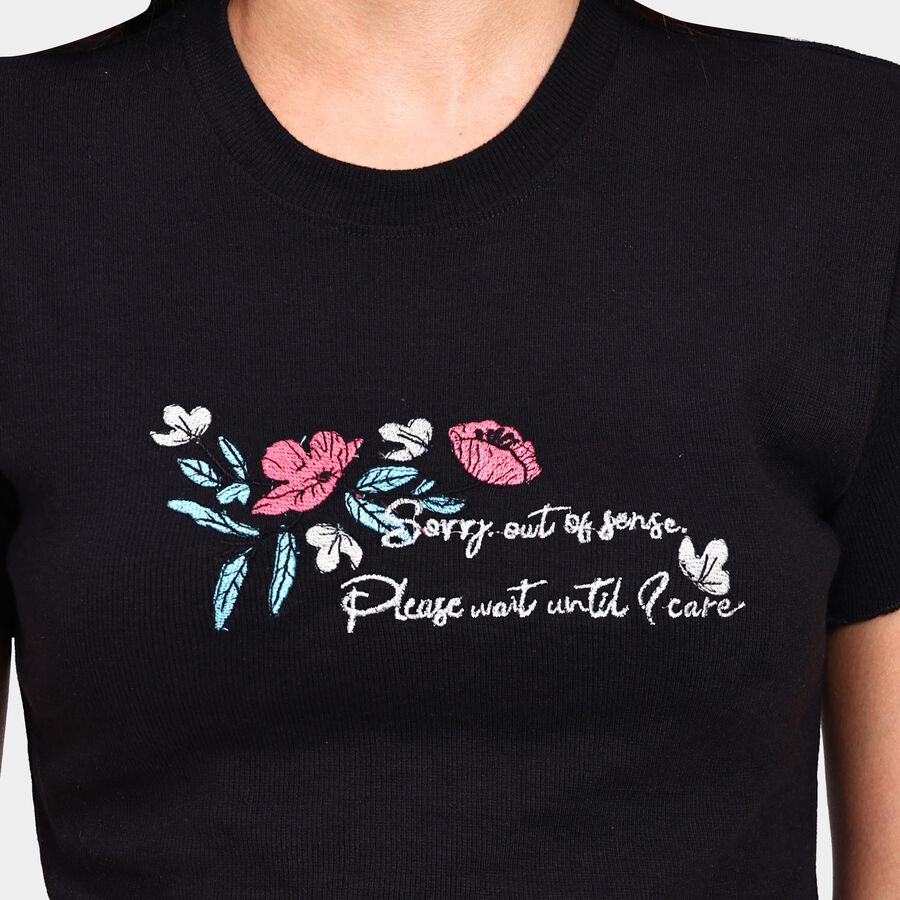 Ladies' Round Neck T-Shirt , Black, large image number null