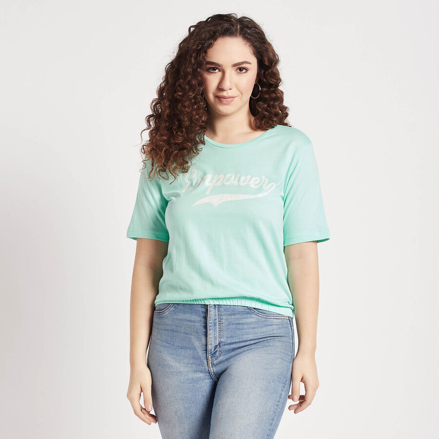 Round Neck T-Shirt, हल्का हरा, large image number null