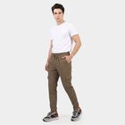 Men's Beige Slim Fit Cargo Jogger, गहरा पीला, small
