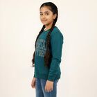 Girls Teal Green Crew Neck Casual Sweatshirt, गहरा हरा, small image number null