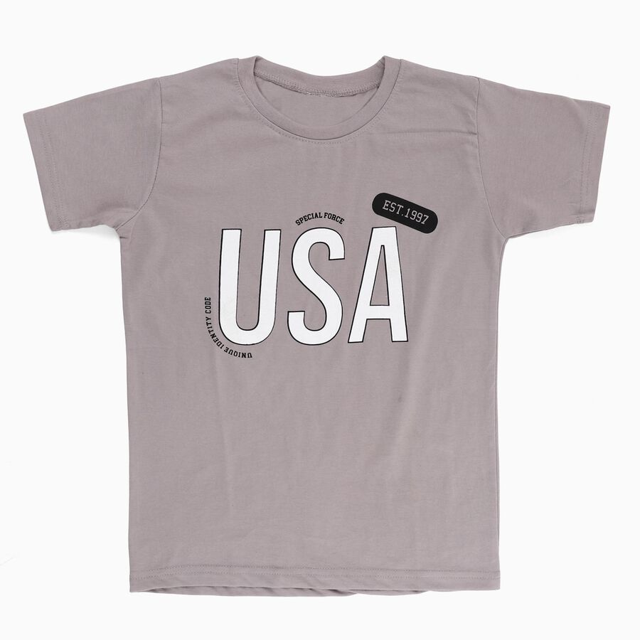 Boys' Half Sleeves T-Shirt, Light Grey, large image number null