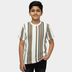 Boys Ecru Melange Round Neck Casual T-Shirt, Ecru Melange, small