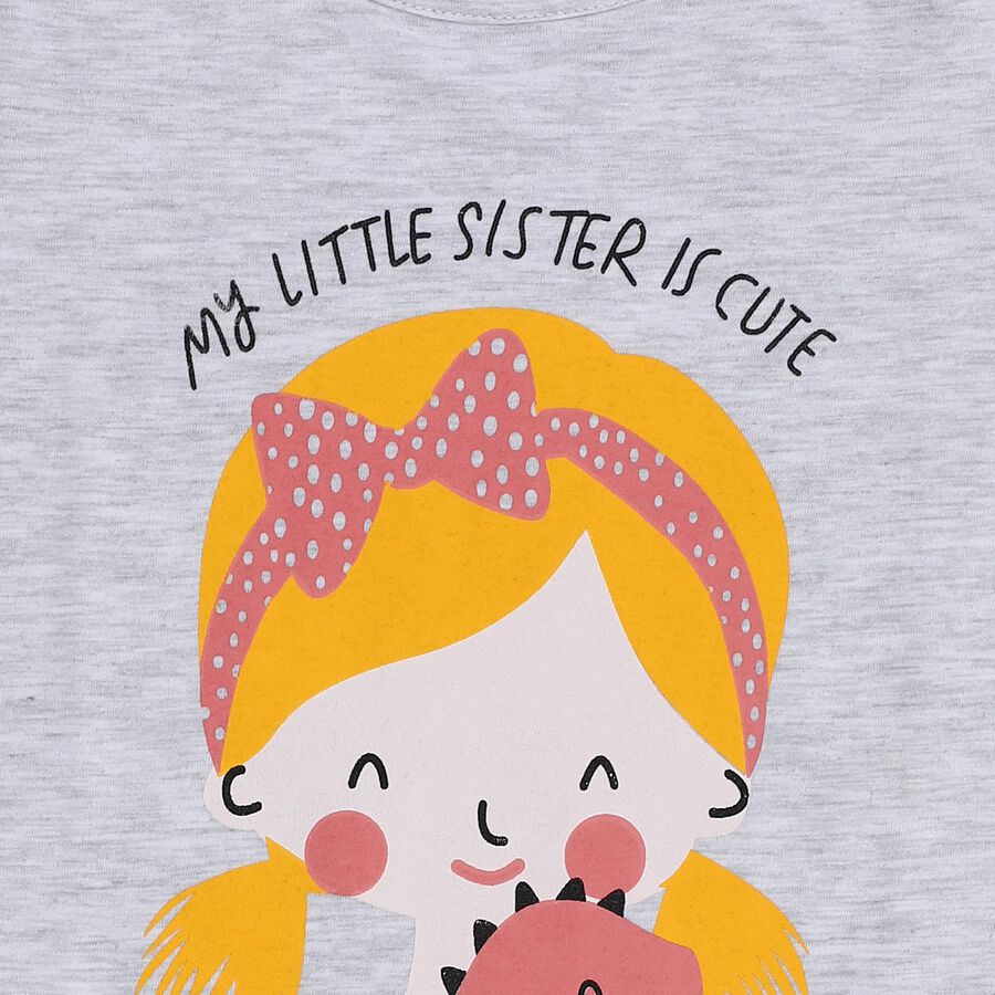 Girls Light Grey Round Neck Casual T-Shirt, Melange Light Grey, large image number null