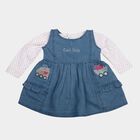 Infants' Blue Fit and Flare Embroidered Sleeveless Frock, हल्का नीला, small