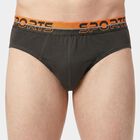 Men's Grey Regular Fit Solid Briefs, गहरा ग्रे, small