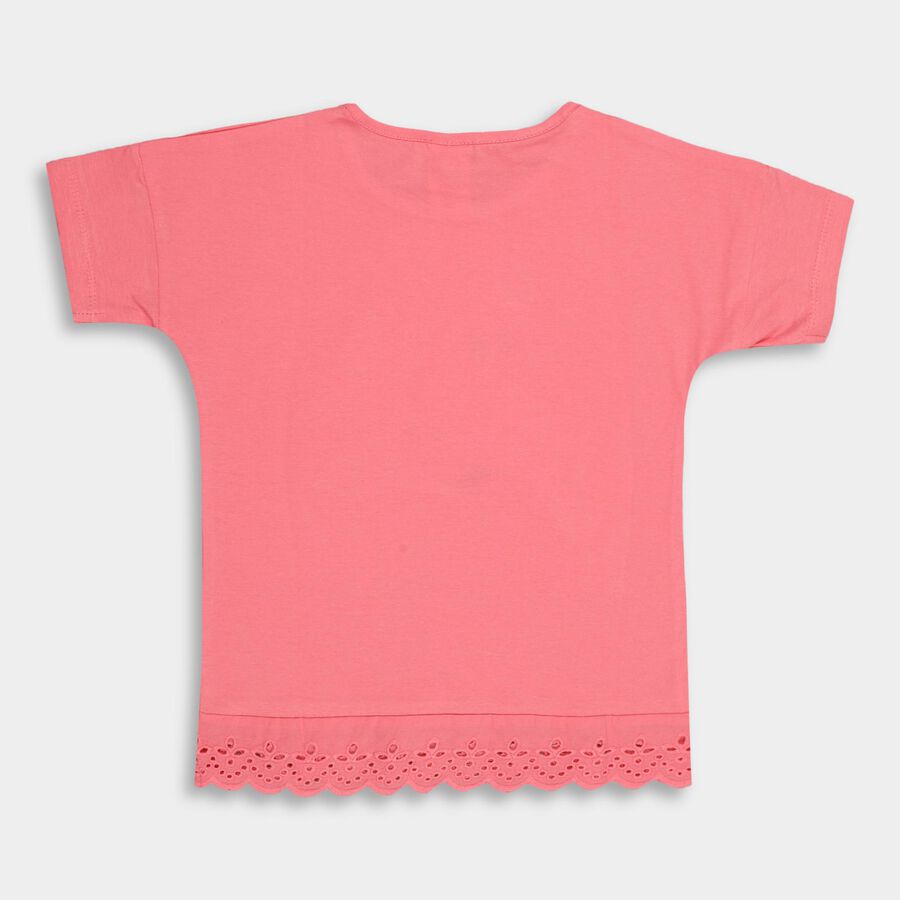 Girls' 100% Cotton T-Shirt , गुलाबी, large image number null