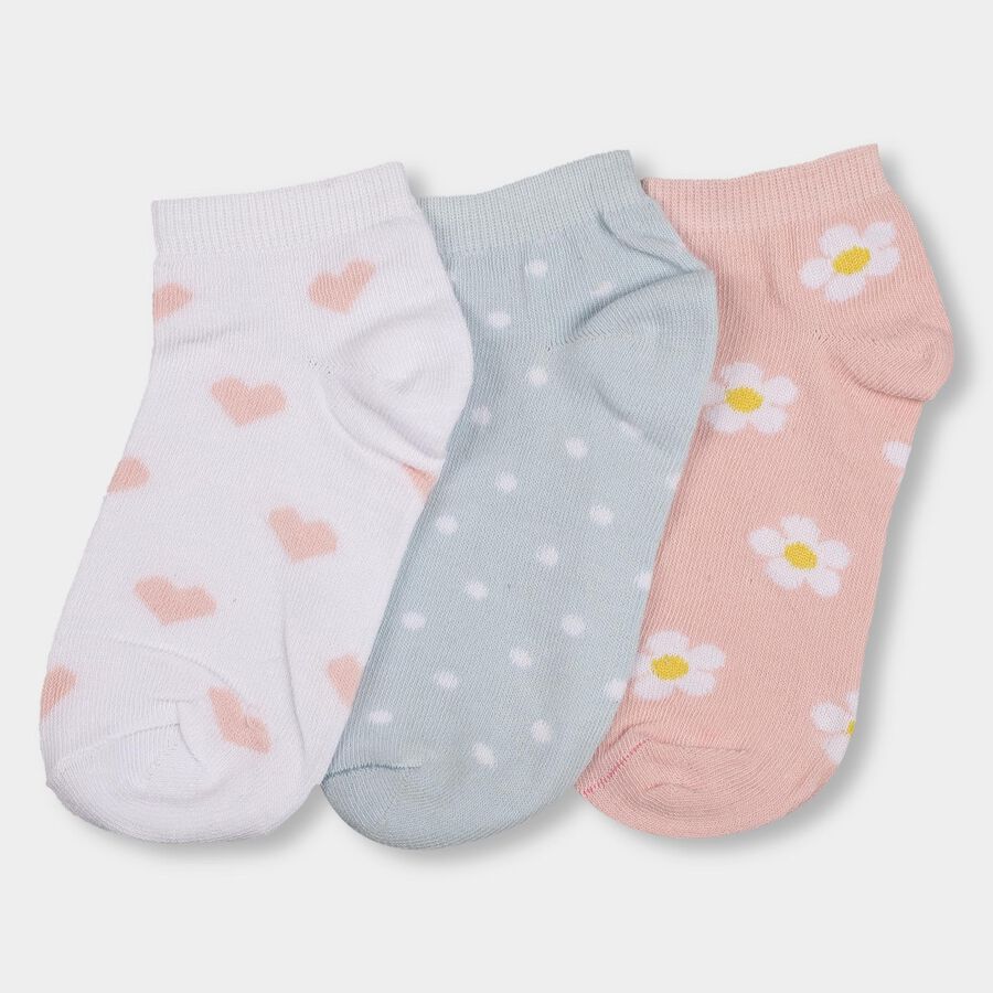 Women's White and Pink Printed Ankle Socks, गुलाबी, large image number null