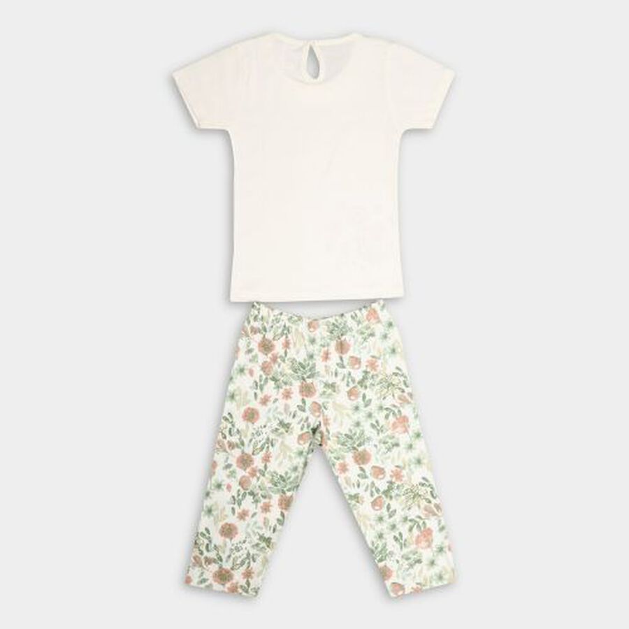Infant Girl's Cotton Capri Set, Off White, large image number null